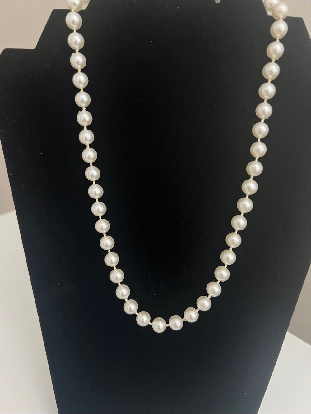 Classic White Faux Pearl Strand Necklace - Vintage